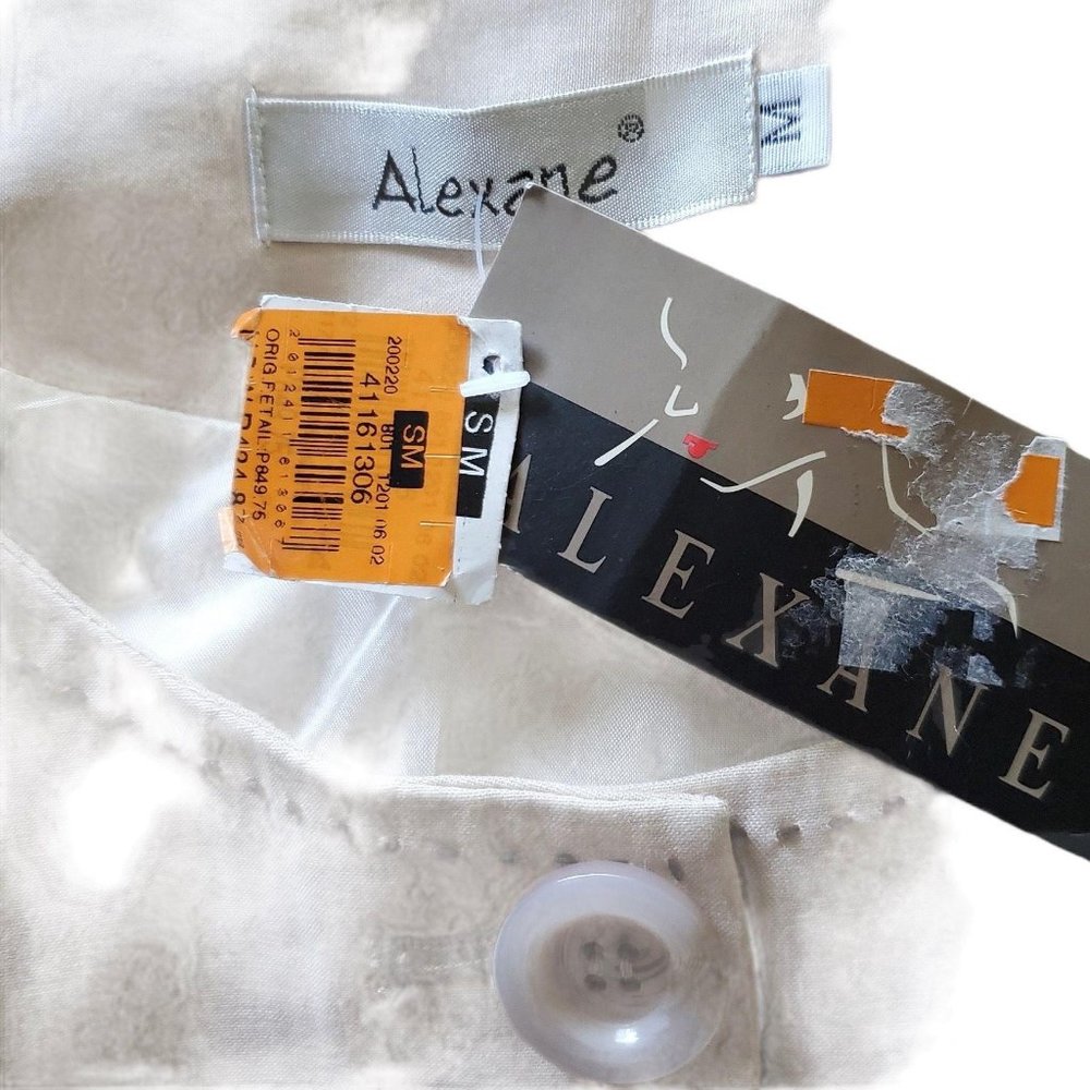 Alexane Ivory Belted Jacket M Bell Sleeve Layering Lagom Minimalist Quiet Luxury - Picture 8 of 8